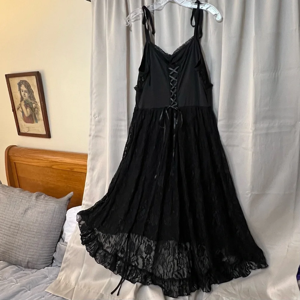 Women's Scarlet Darkness Lace Spagetti Strap Lined Gothic Style Dress